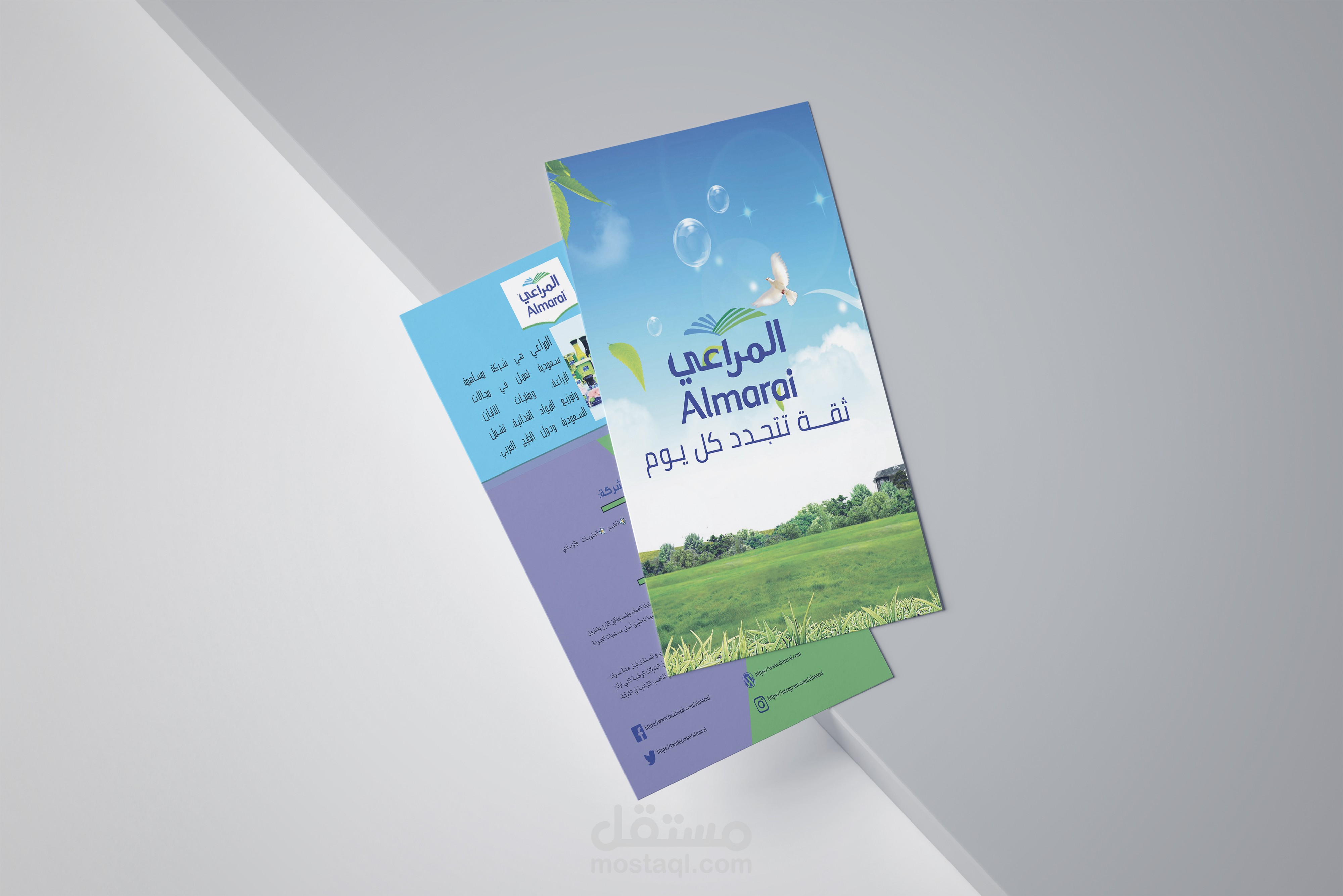 تصميم  فلاير مُبهِر مطبوع مقاس A5 لشركة "المراعي السعودية