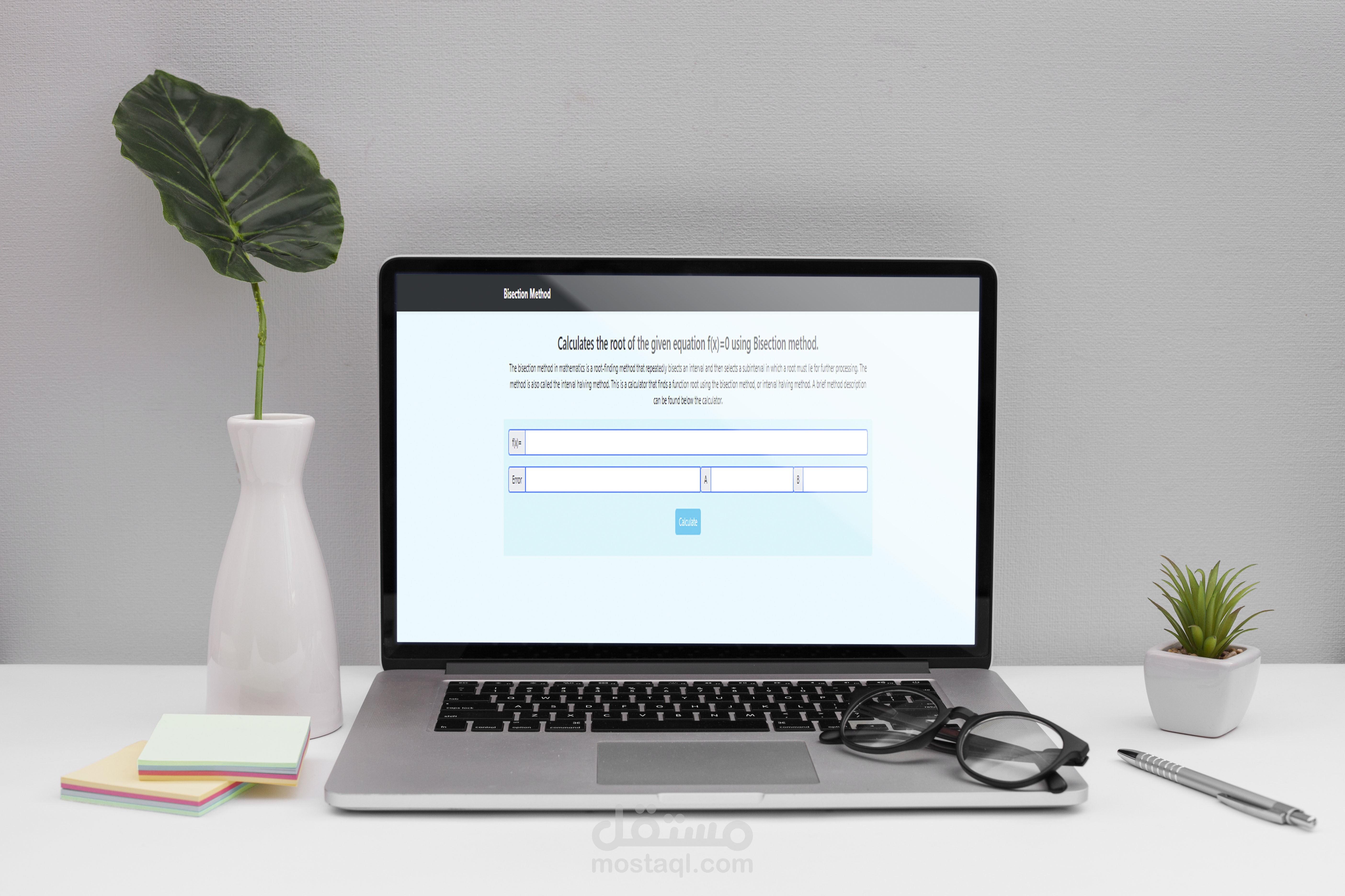تصميم وبرمجة موقع Bisection Method Calculator