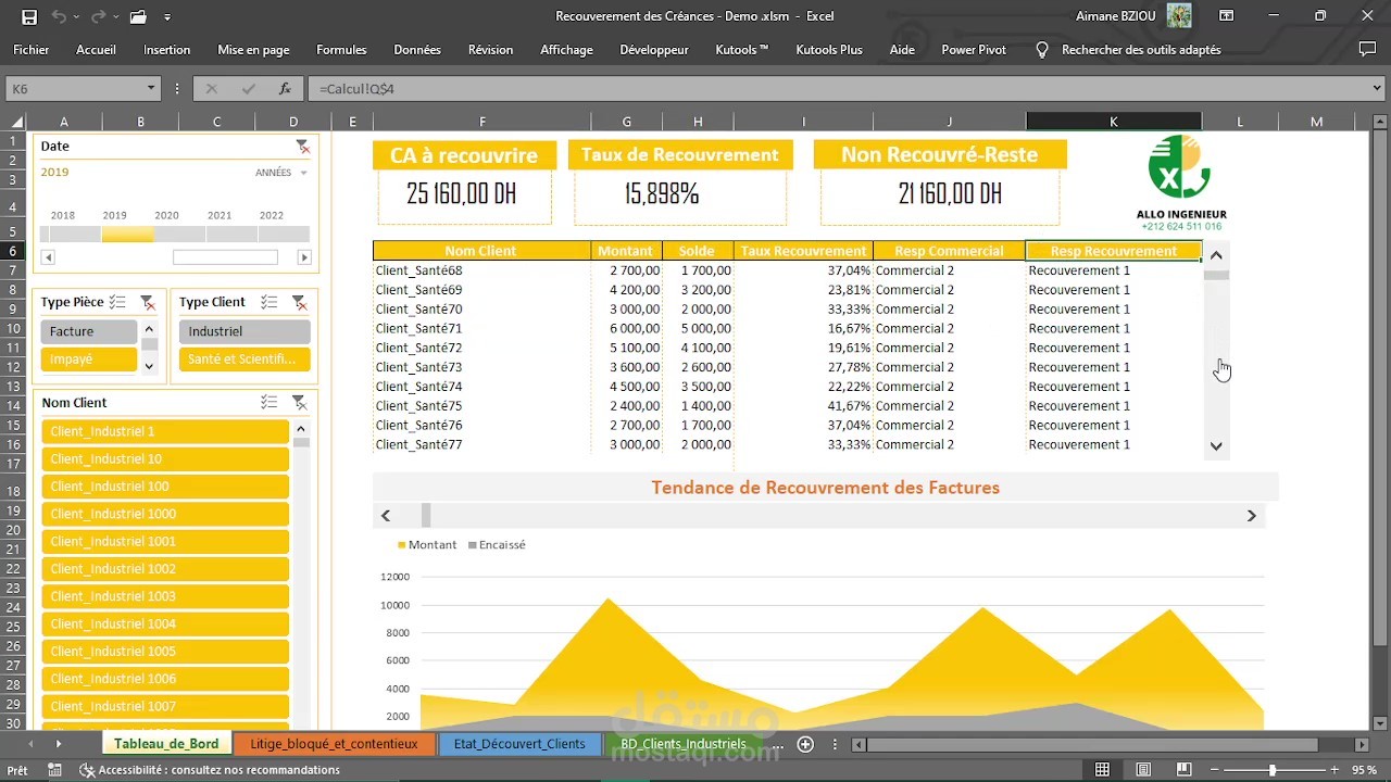 تطبيق  Excel لتحصيل ديون الشركة