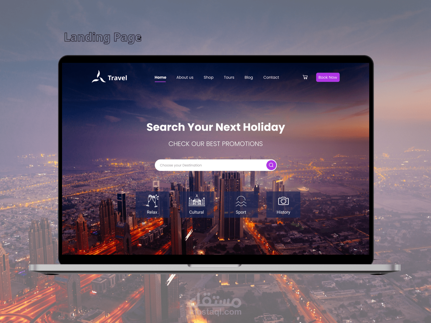 Landing page for travel