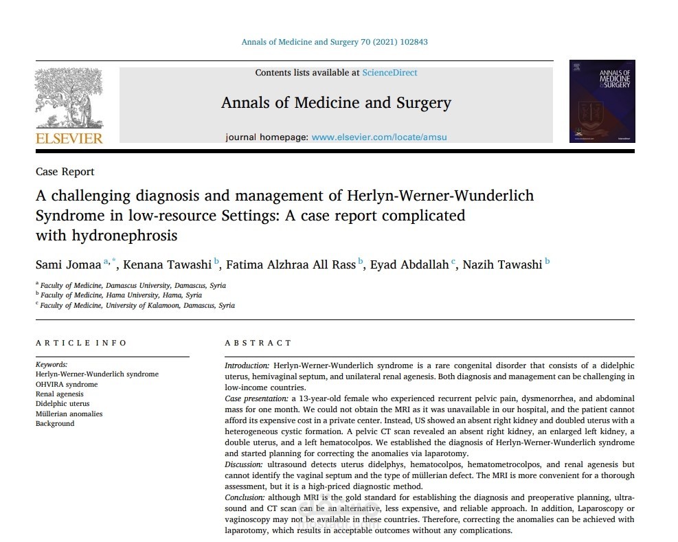 A challenging diagnosis and management of Herlyn-Werner-Wunderlich Syndrome in low-resource Settings: A case report complicated with hydronephrosis
