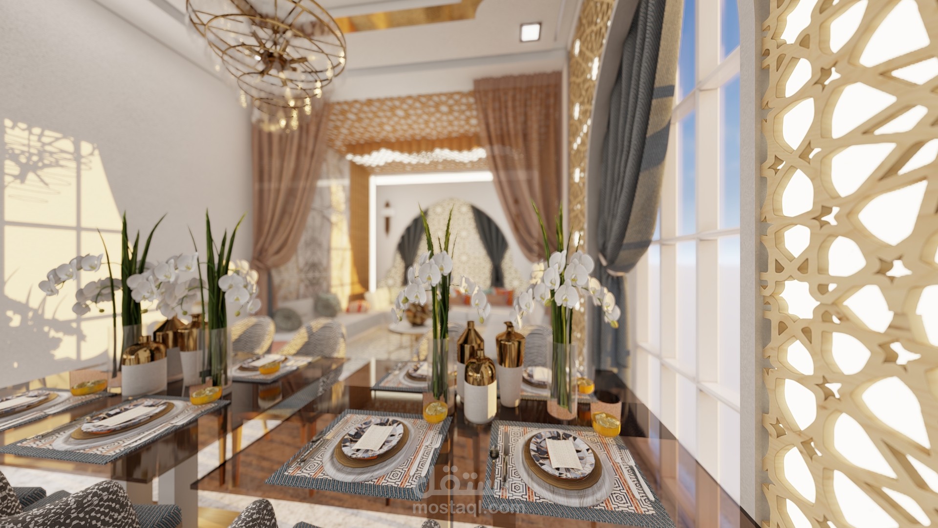 تصميم مطعم فندق على الطراز الاسلامي