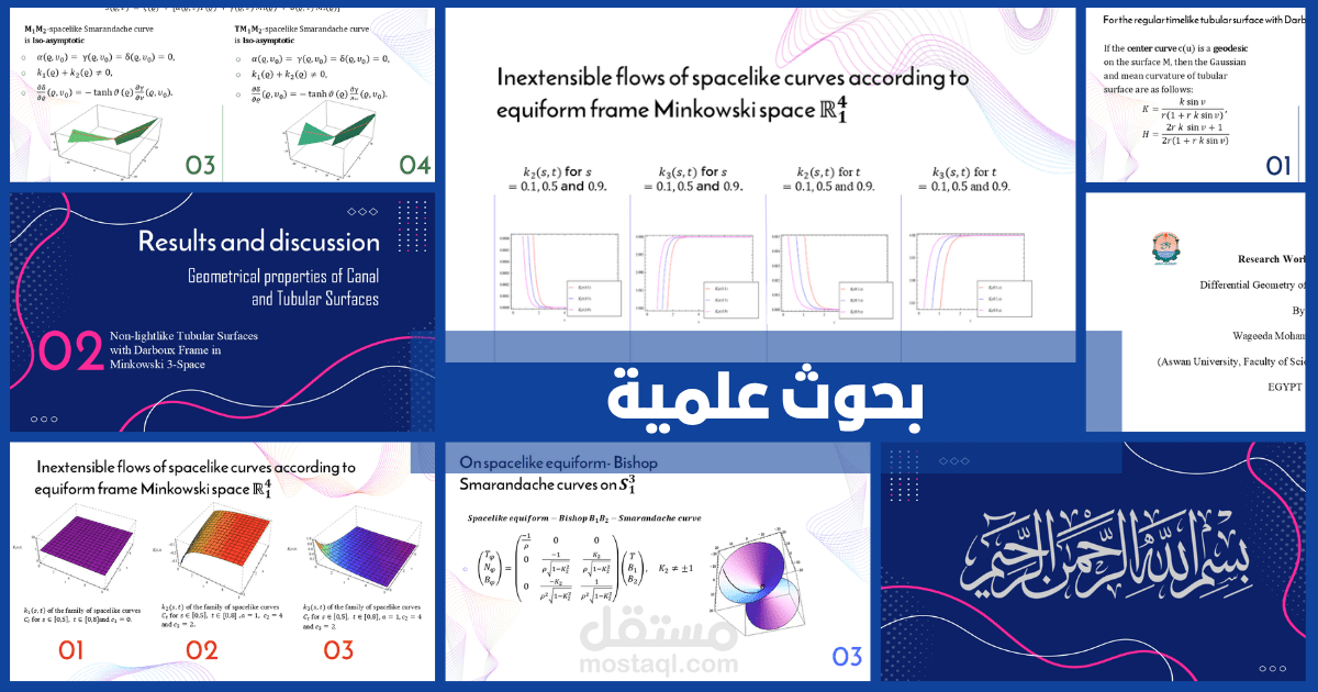 تصميم عرض تقديمي احترافي لمناقشة بحث علمي في الهندسة التفاضلية