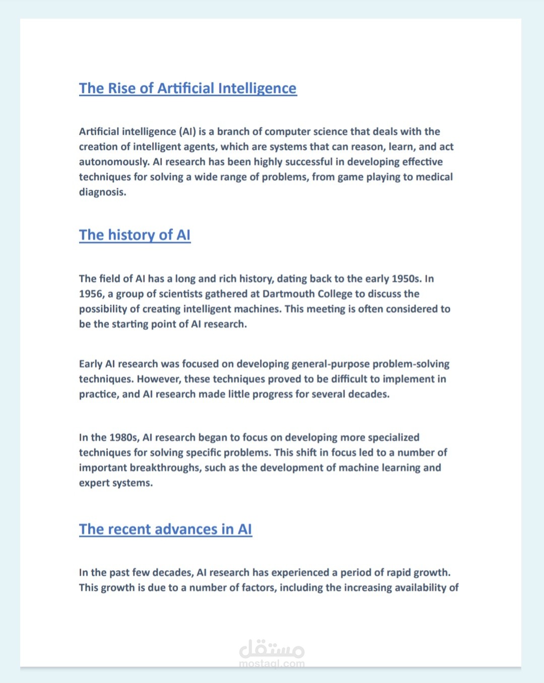 Artificial intelligence