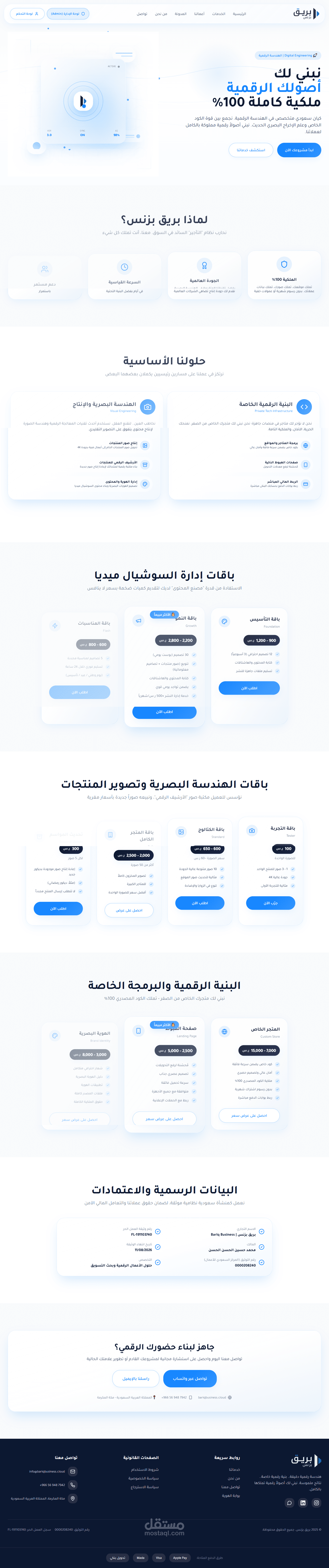 بناء منصة رقمية متكاملة لشركة "بريق بزنس" للهندسة الرقمية B2B