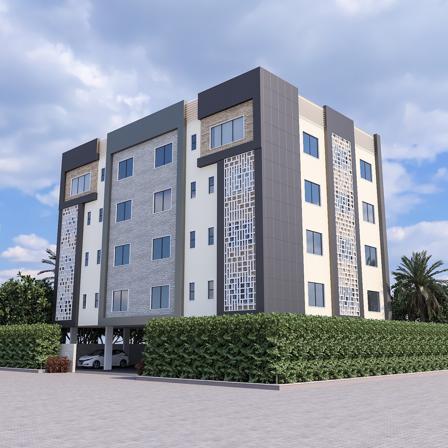 تصميم خارجي لبناية سكنية