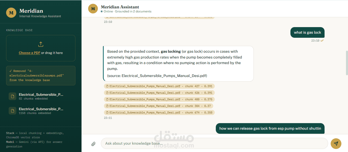 مساعد ذكي للبحث والتفاعل مع مستندات الشركات - Meridian