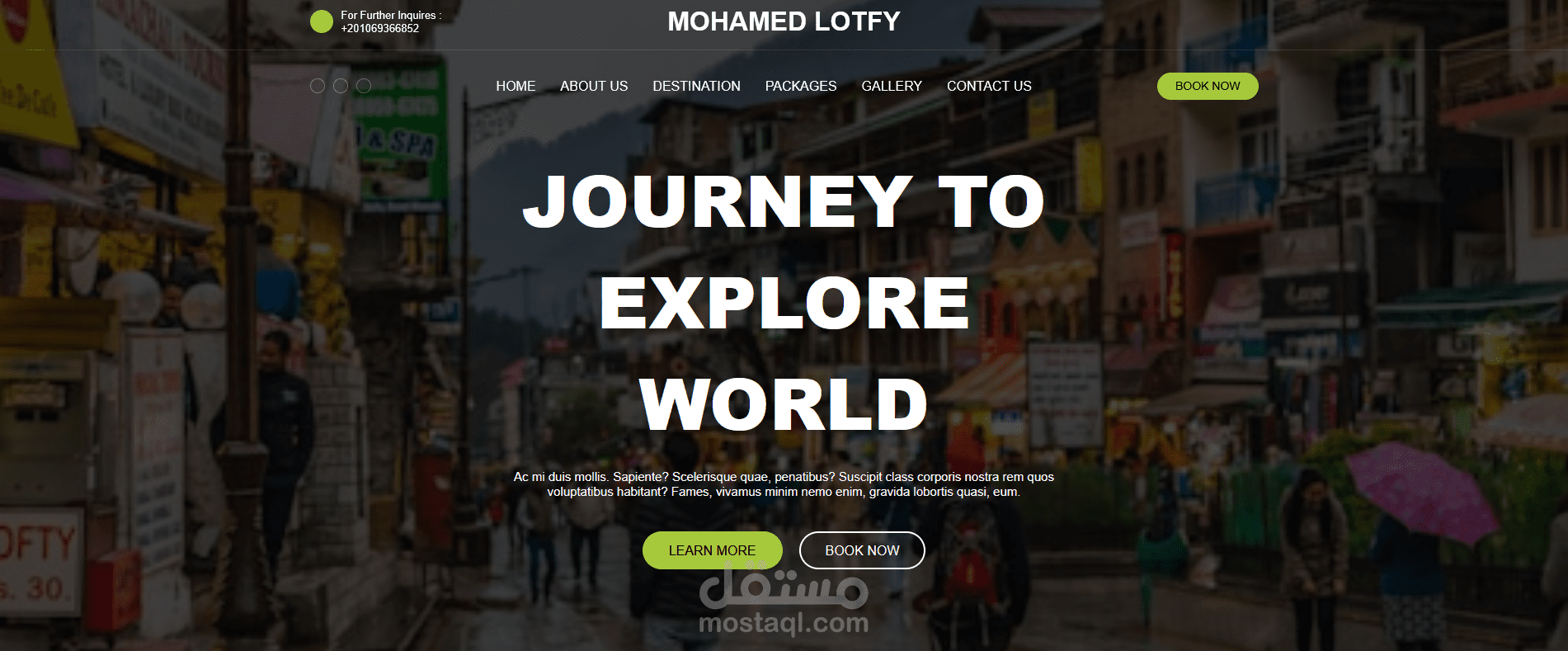 موقع إلكتروني لشركة تنظيم الرحلات