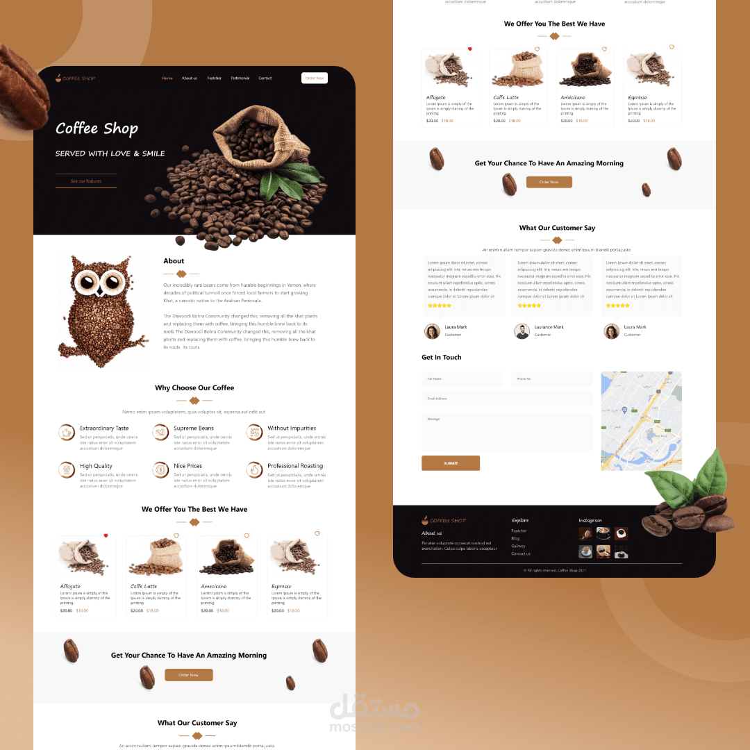 coffee landing  page