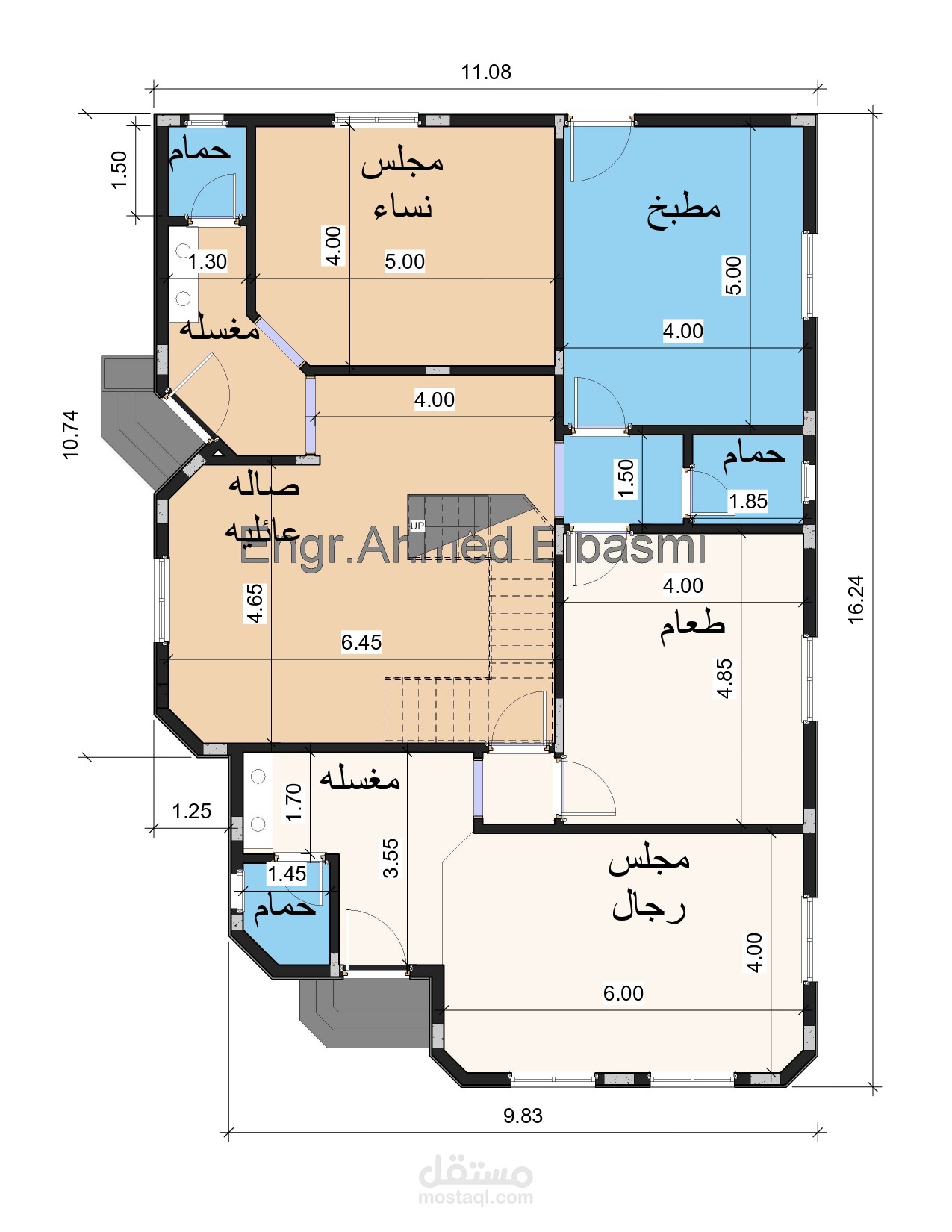 مشروع فيلا سكنيه من دور ارضى ودور اول وملحق علوى