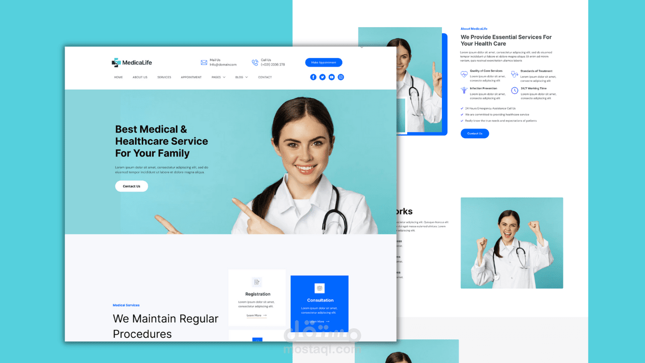 تصميم موقع لعيادة طبية Medicl Life