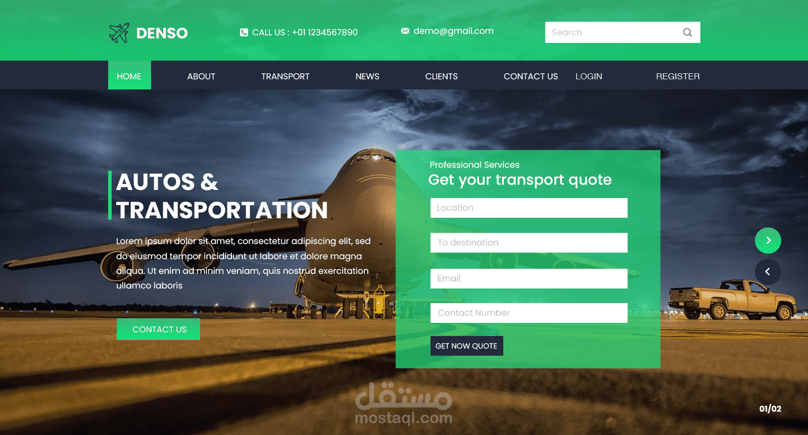 تصميم موقع لشركة طيران Desno Trsnsport