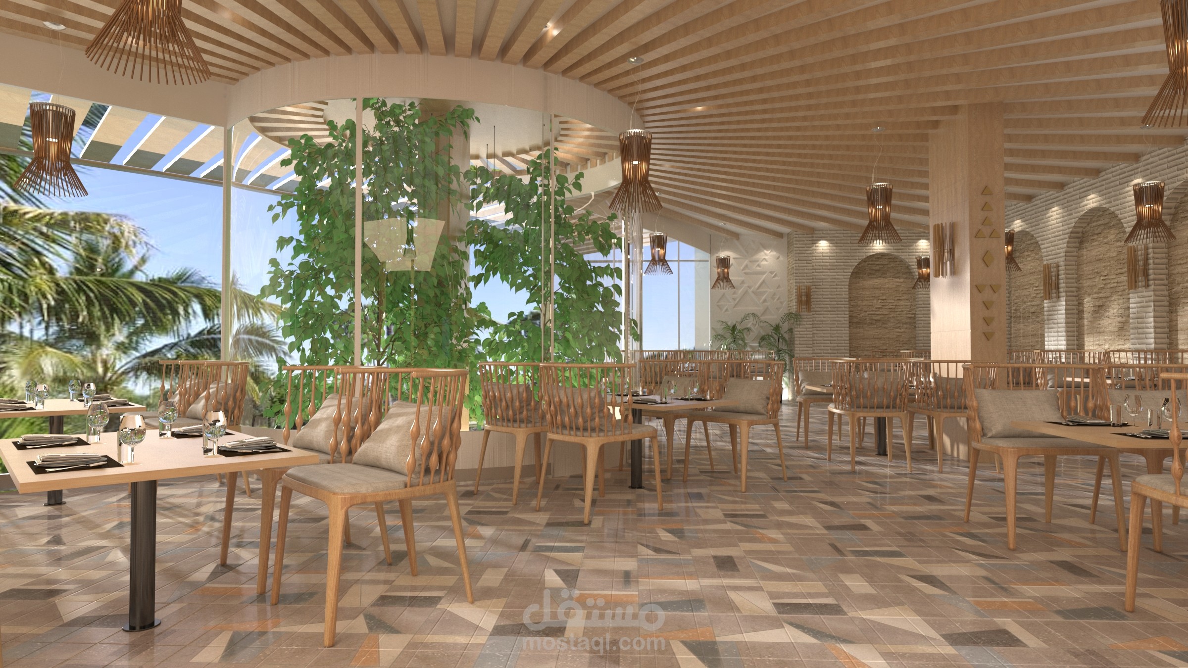 تصميم ثلاثي الابعاد لمطعم