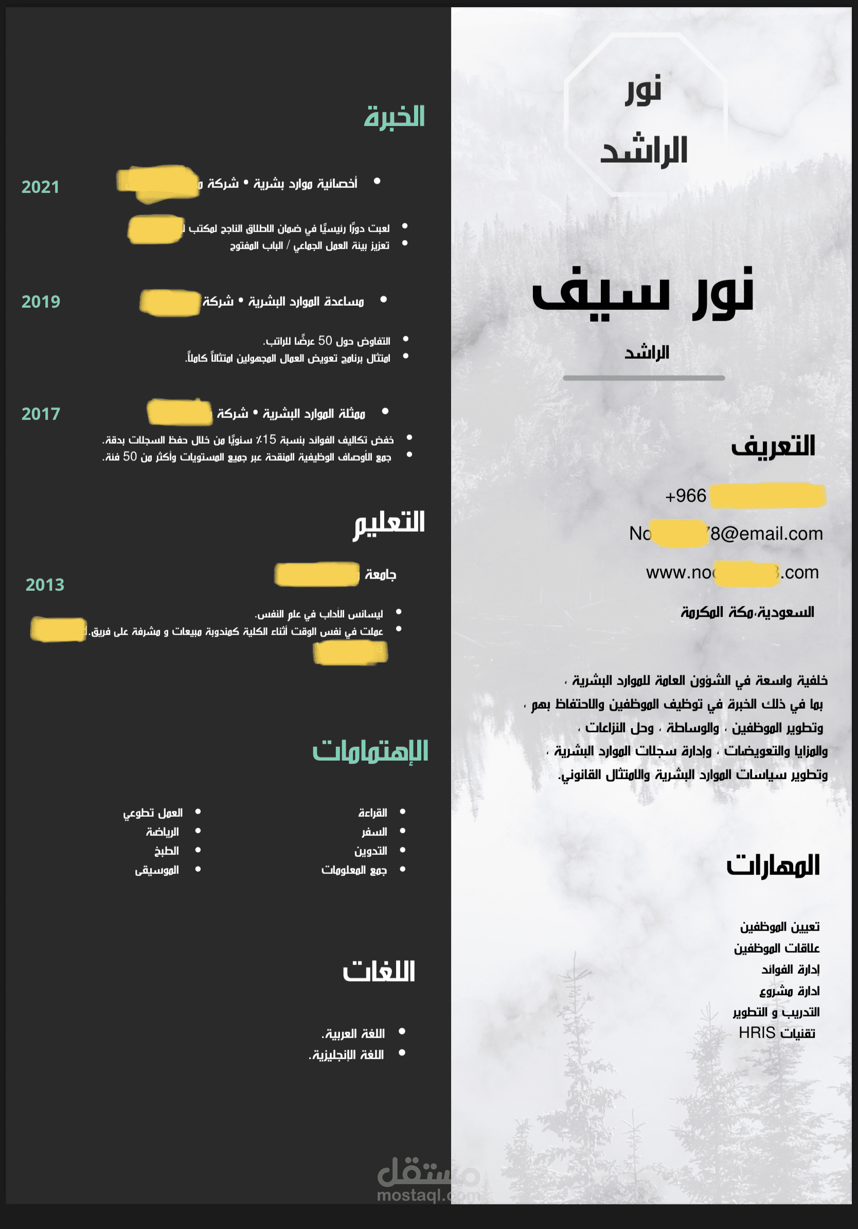 تصميم سيرة ذاتية