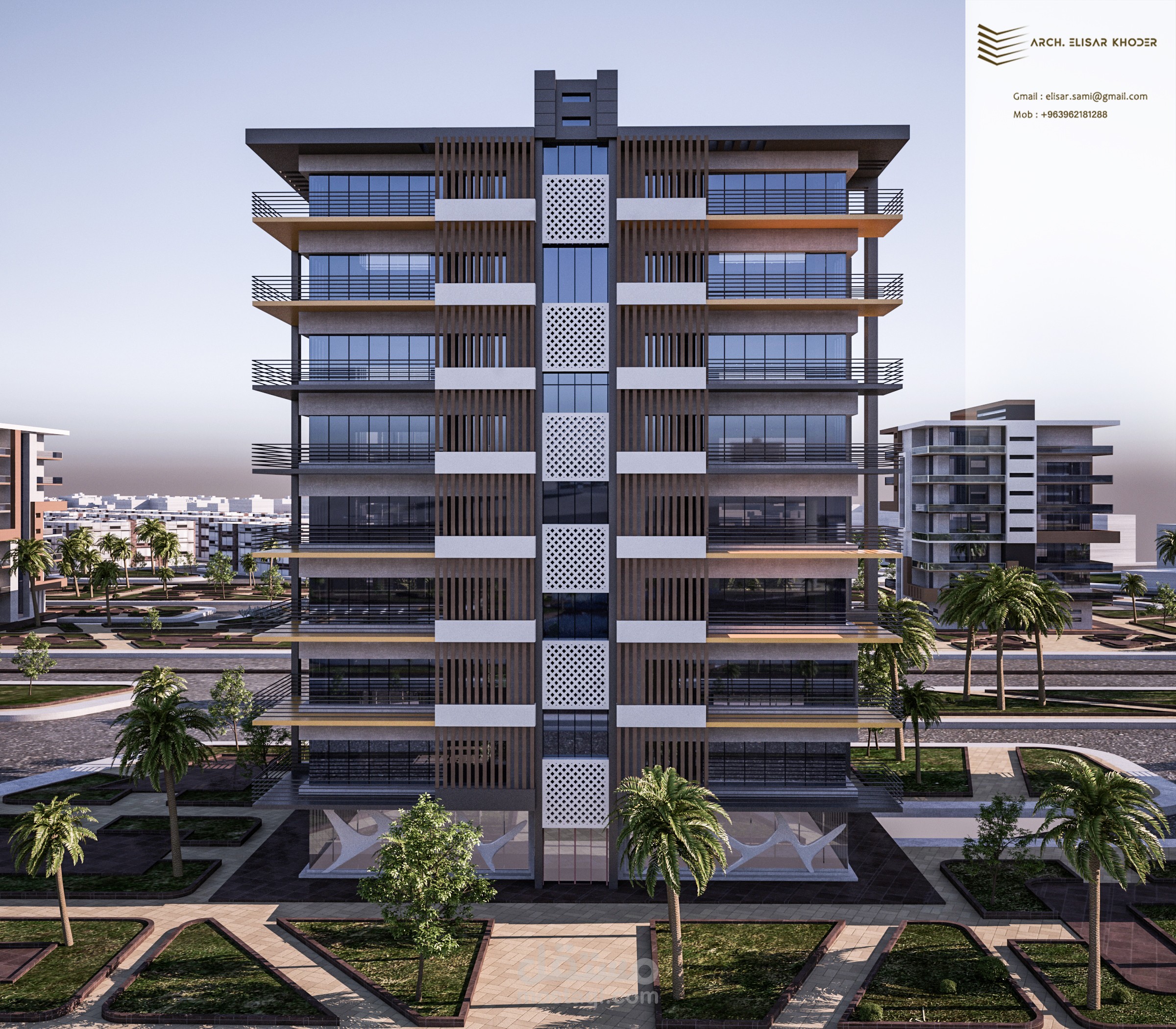 تصميم بناء سكني متعدد الطوابق