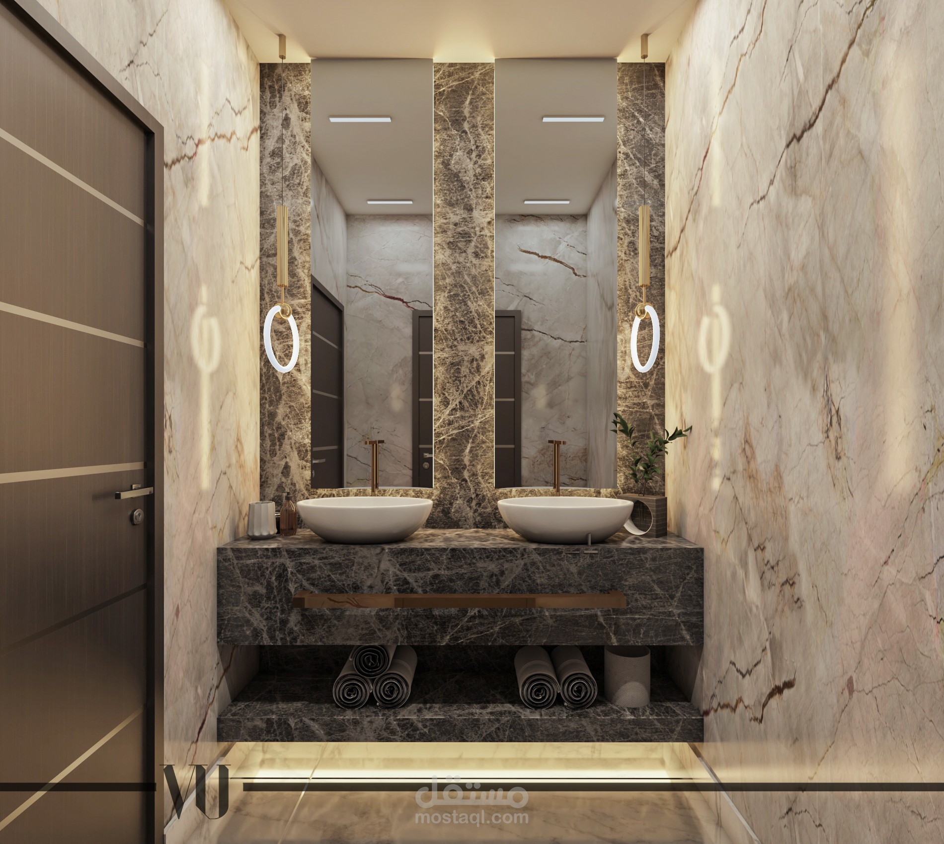 تصميم فراغ مغاسل وحمامات مودرن