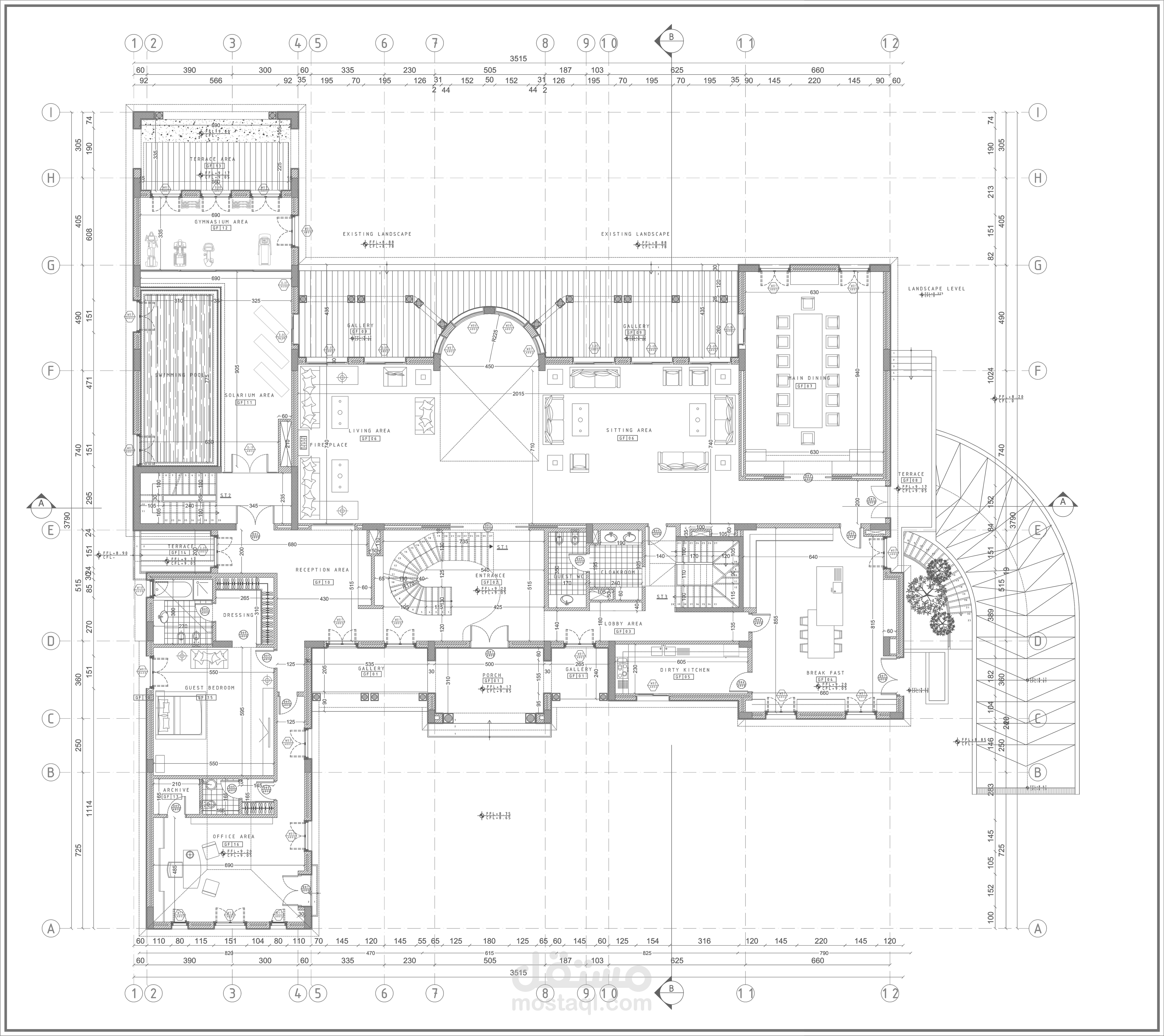 مخططات تنفيذية لفيلا السيد تيم بدوري _ دمشق