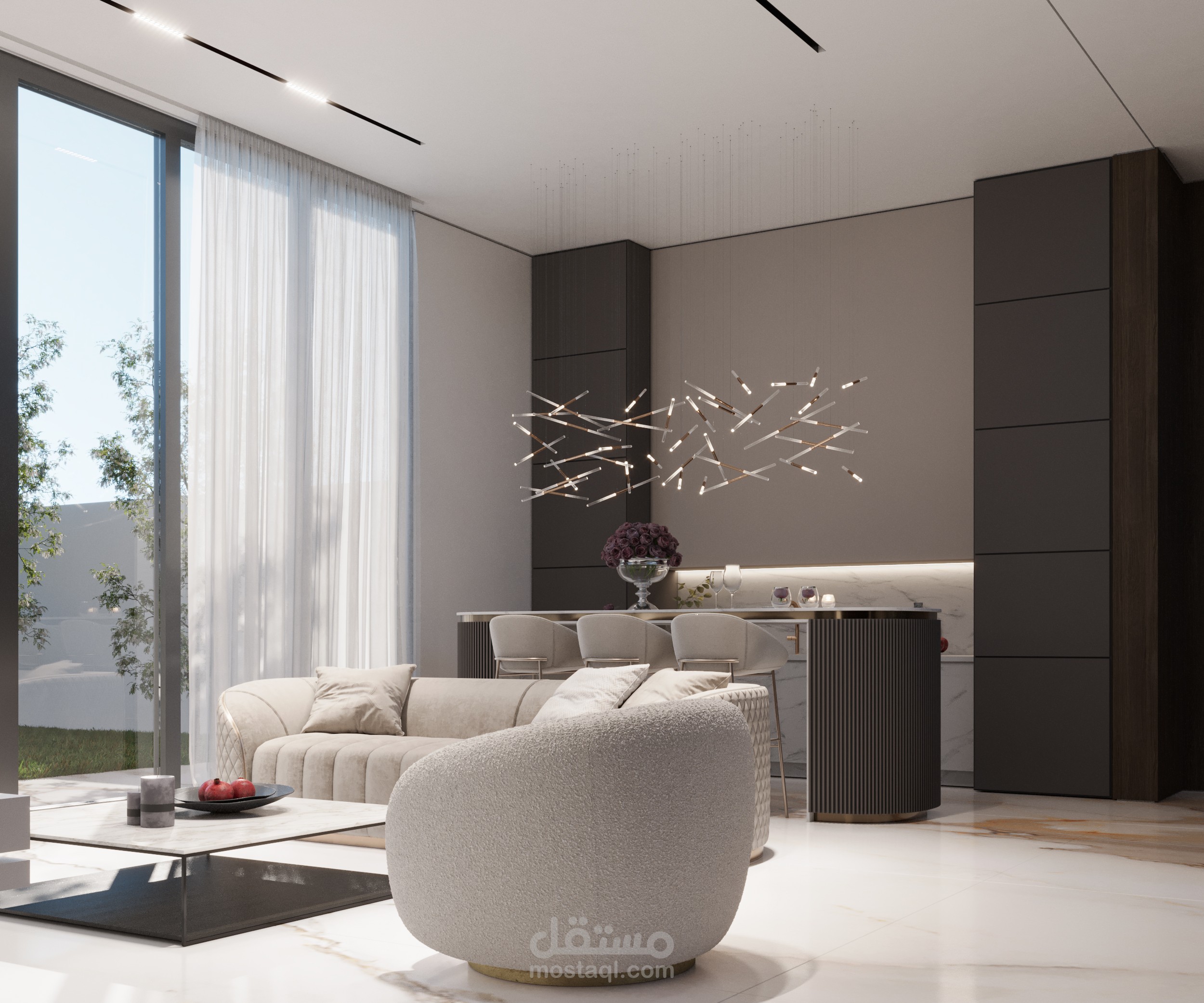 رؤية حداثوية لتصميم فراغ معيشة