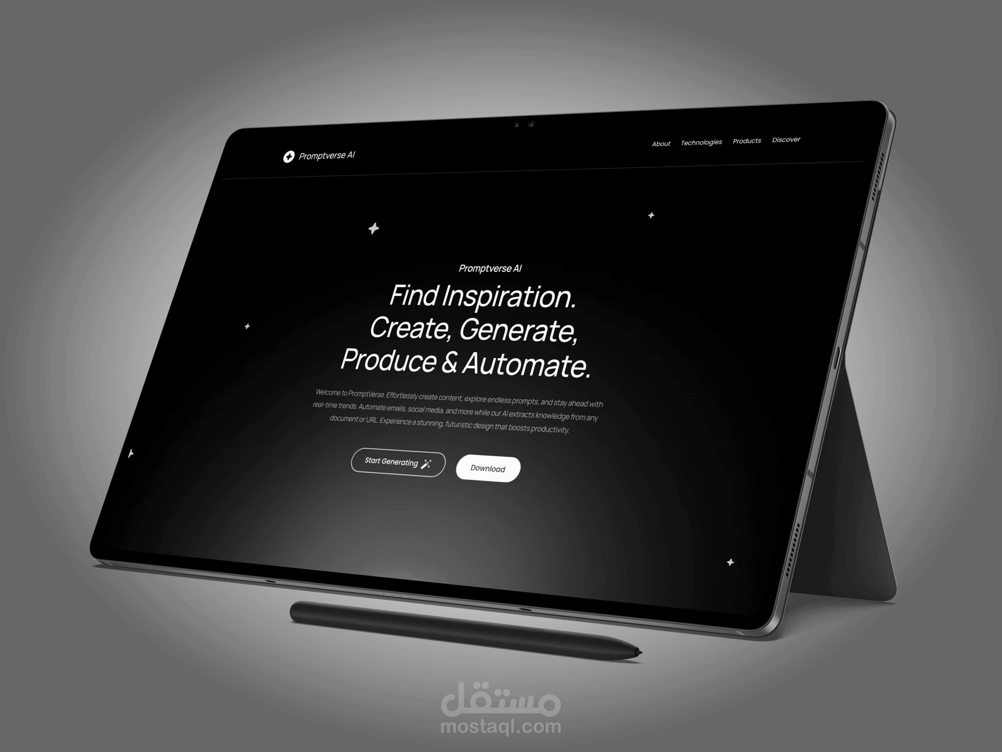 تصميم وتطوير صفحة هبوط عصرية (Landing Page) لخدمة PromptVerse AI