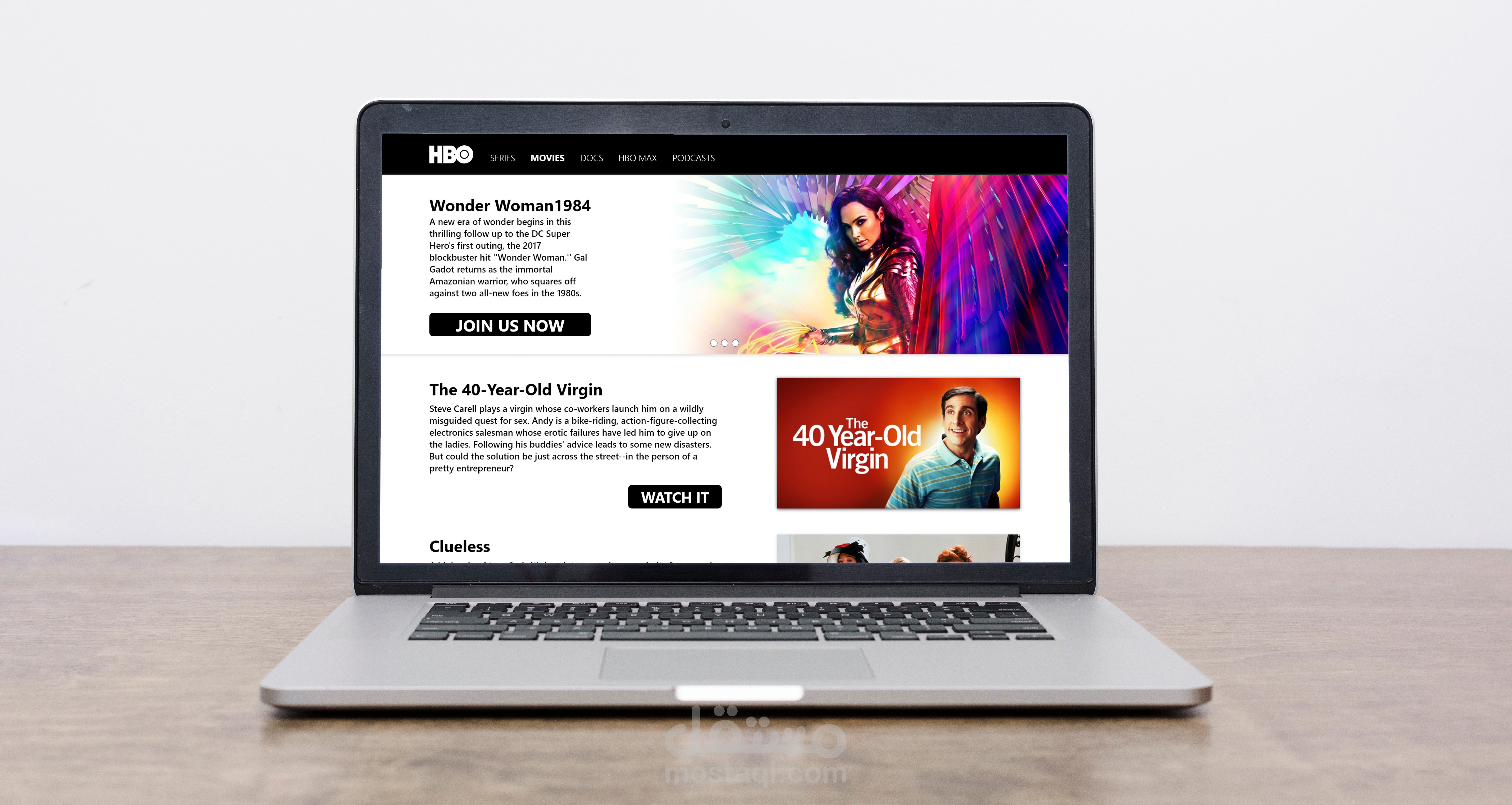 Creative website design for movies and series