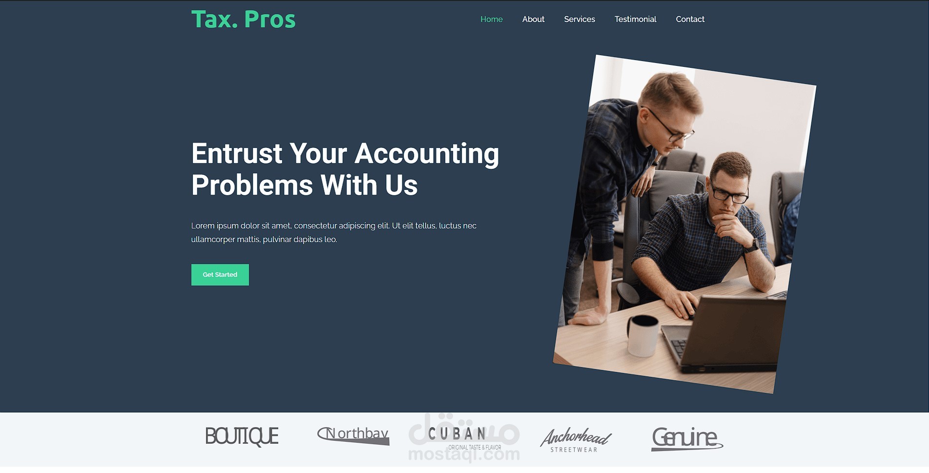 صفحة هبوط لشركة تاكس برو Tax. Pro