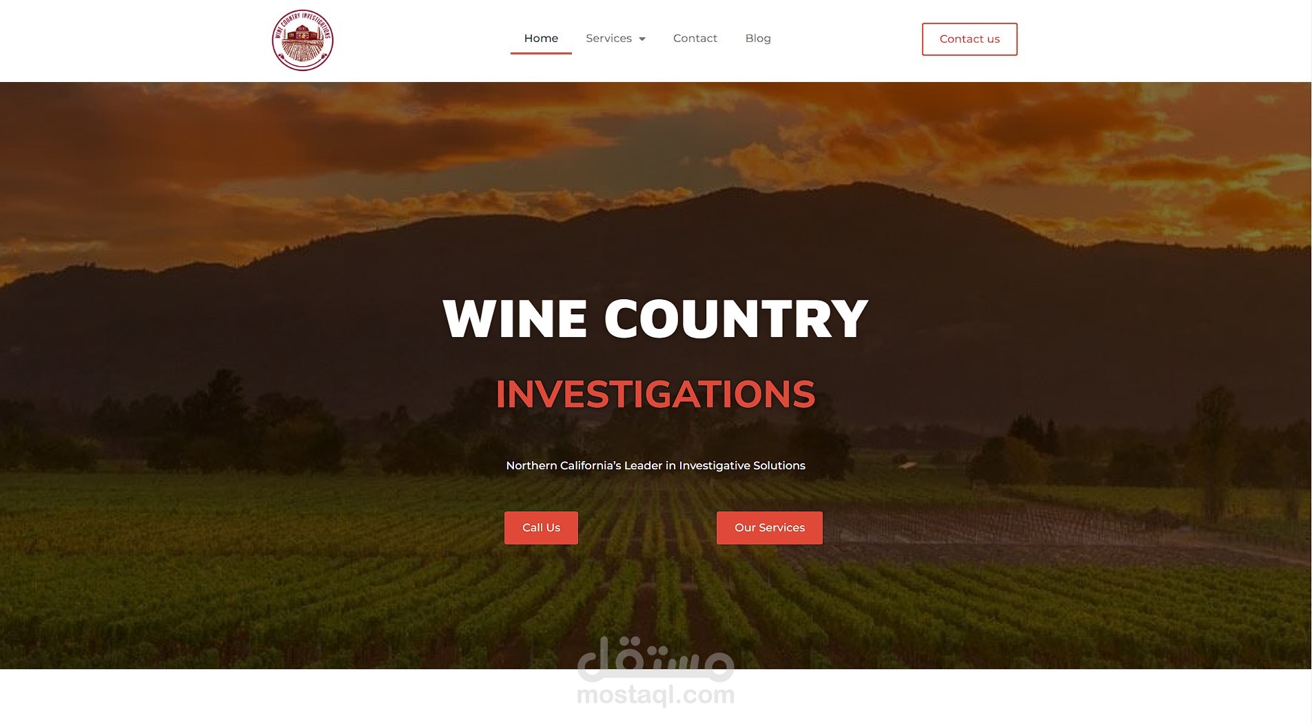 موقع الكتروني لشركة تحقيق خاصة WINE COUNTRY INVESTIGATIONS