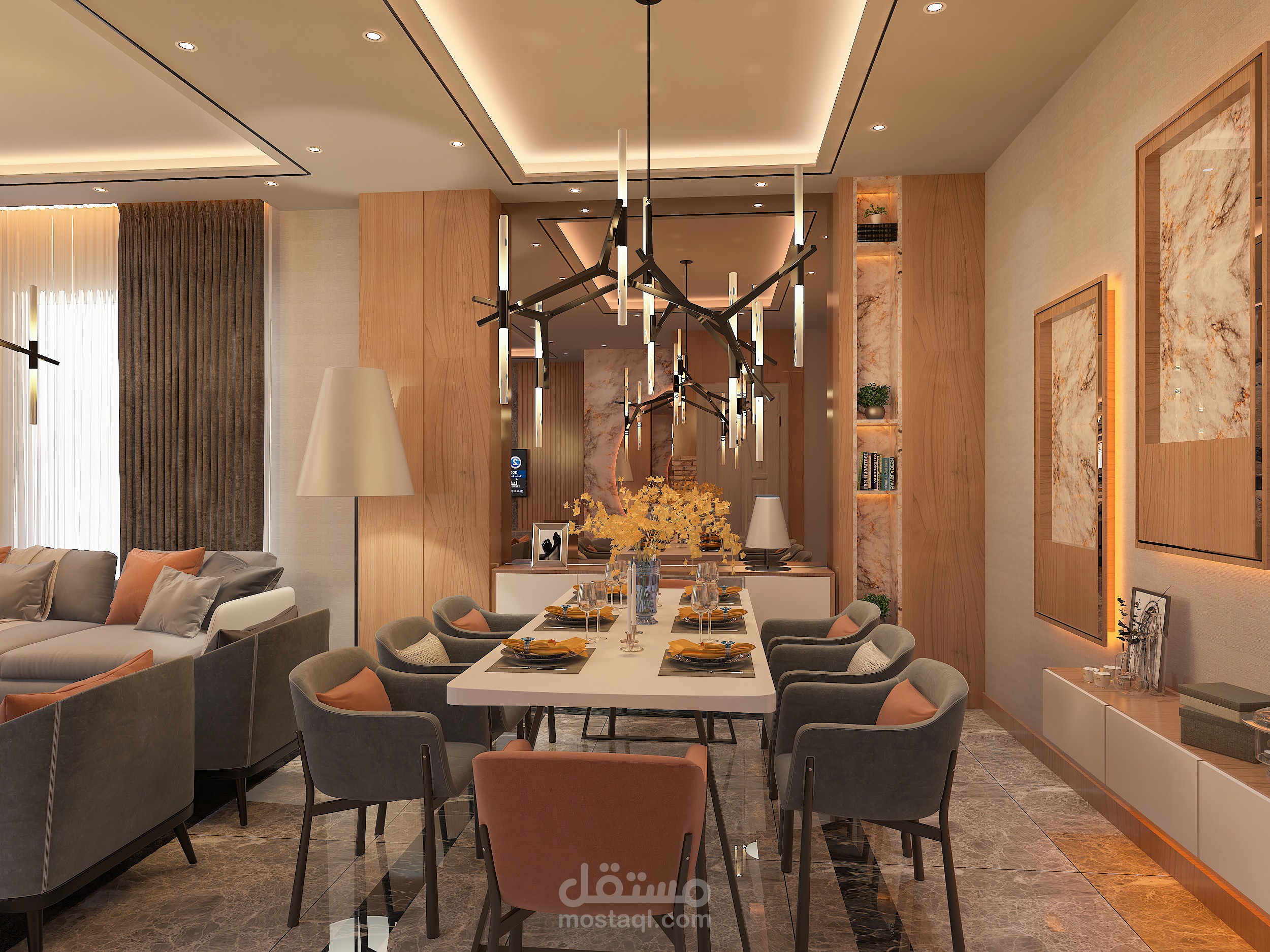 تصميم رسيبشن شقه سكنيه