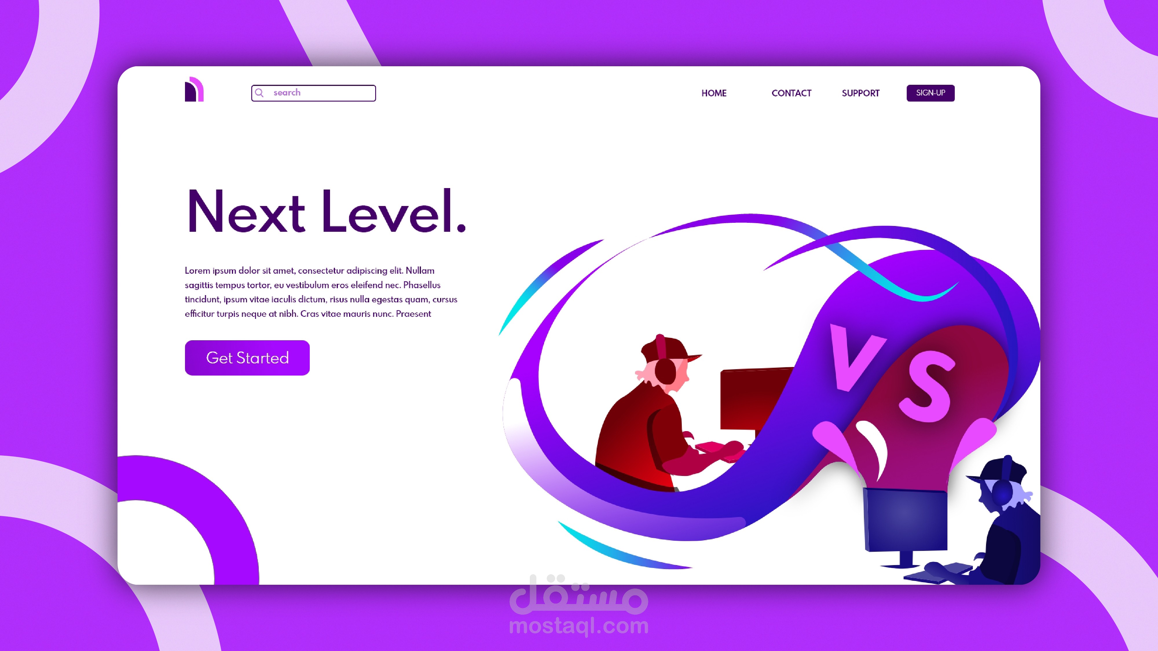 تصميم landing page لموقع ألعاب