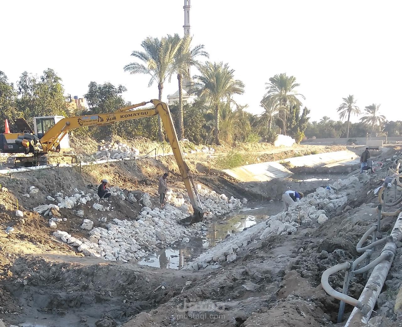 مشروع تبطين المجاري المائية بغرب اشمون