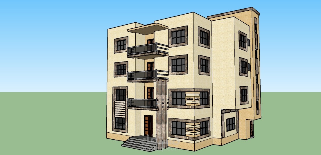 تصميم مبنى سكني 3D