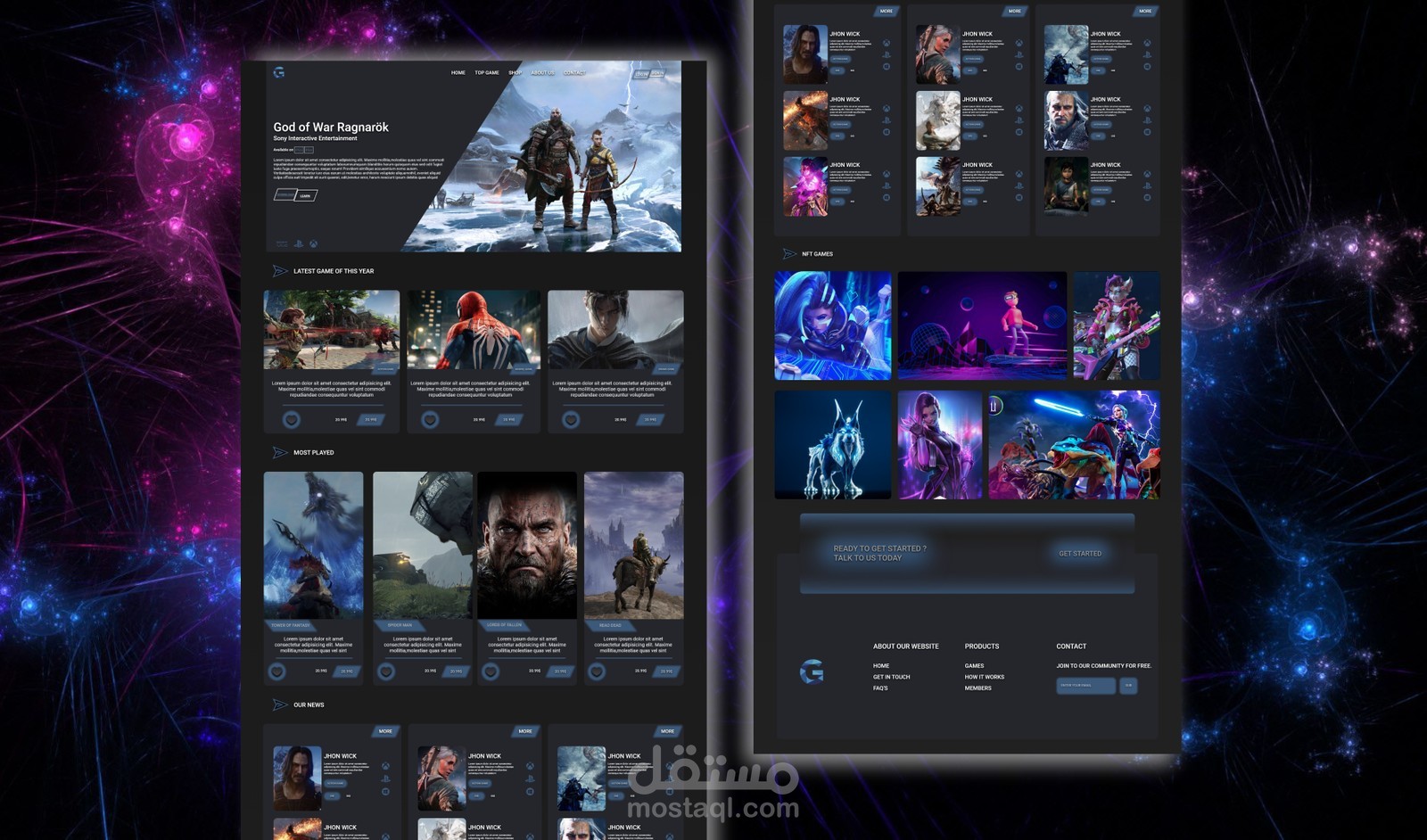 تصميم لموقع ألعاب ( Games website )