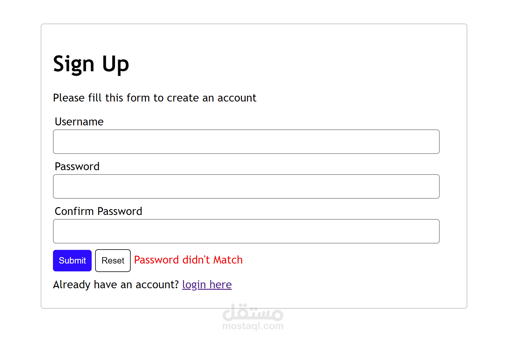 signup/login website using php