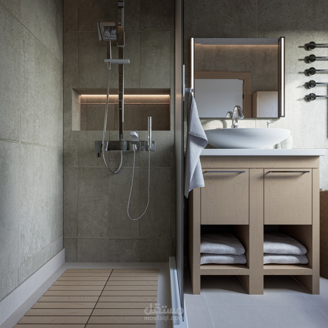 Small japandi bathroom