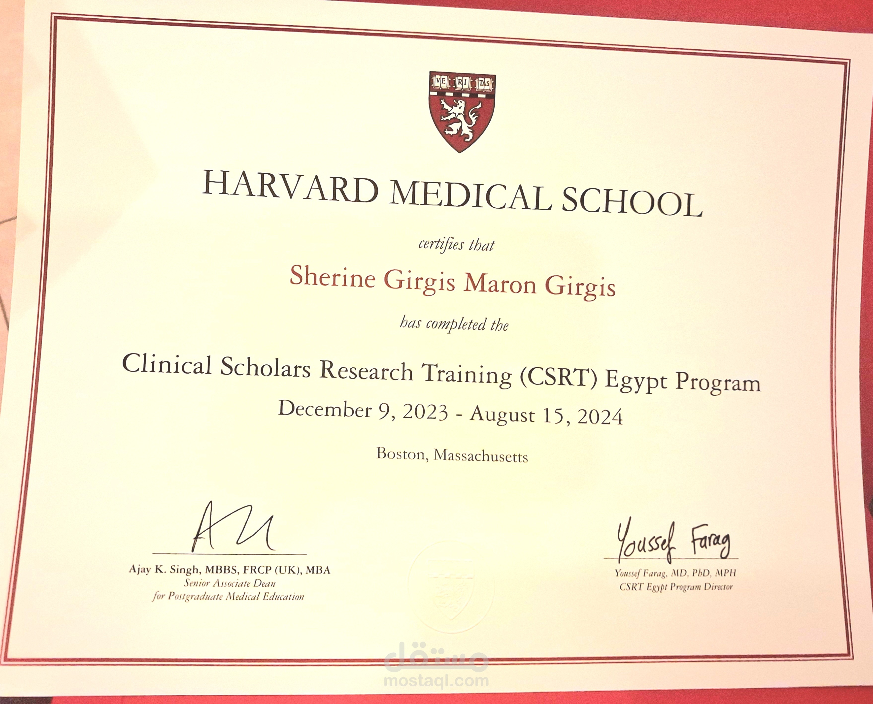 Harvard Clinical research scholarship training