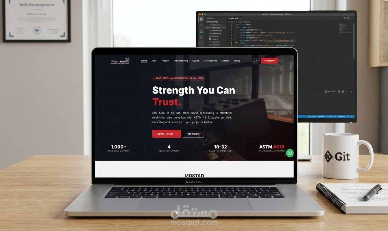 تصميم وبرمجة موقع تعريفي لشركة Star Steel ثنائي اللغة (عربي/إنجليزي)