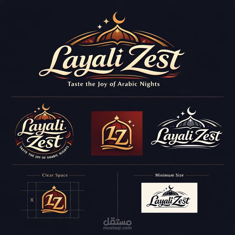 تصميم شعار ومنيو مطوي لمطعم أطعمة وحلويات عربية