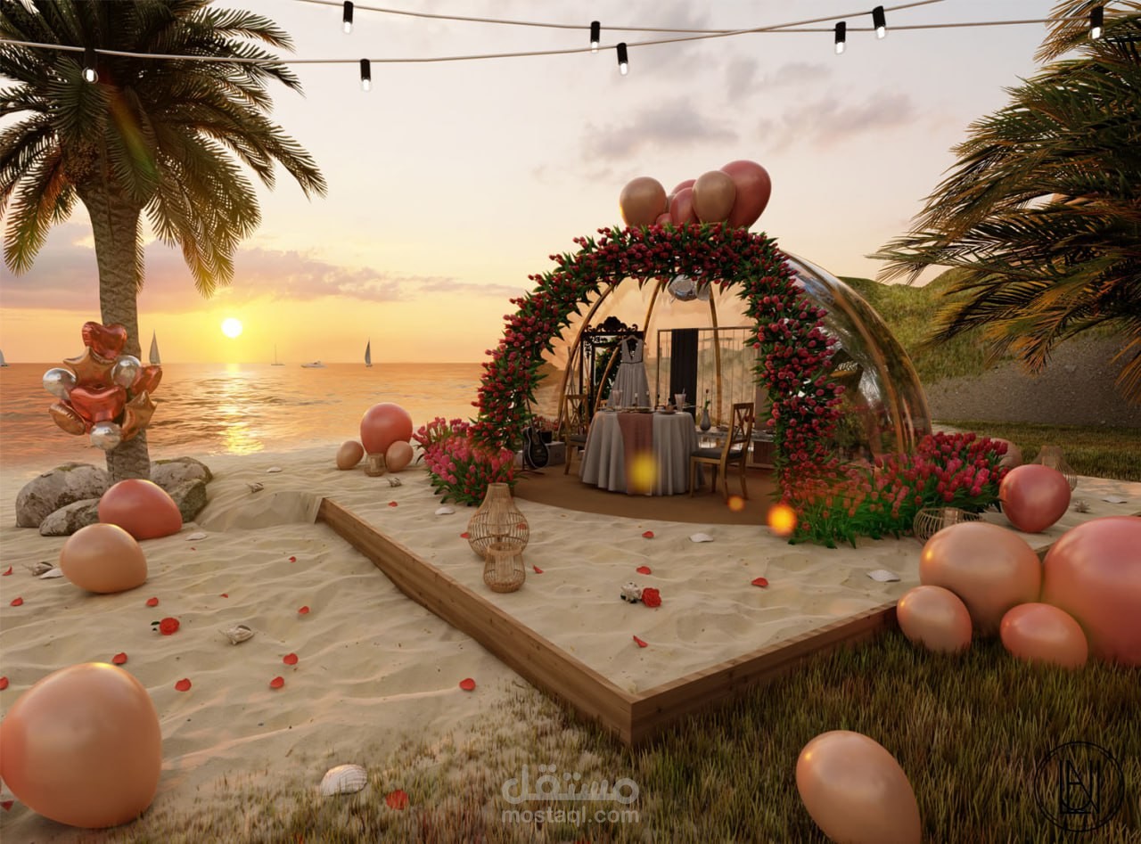 Sunset Elegance – Beachside Luxury Setup