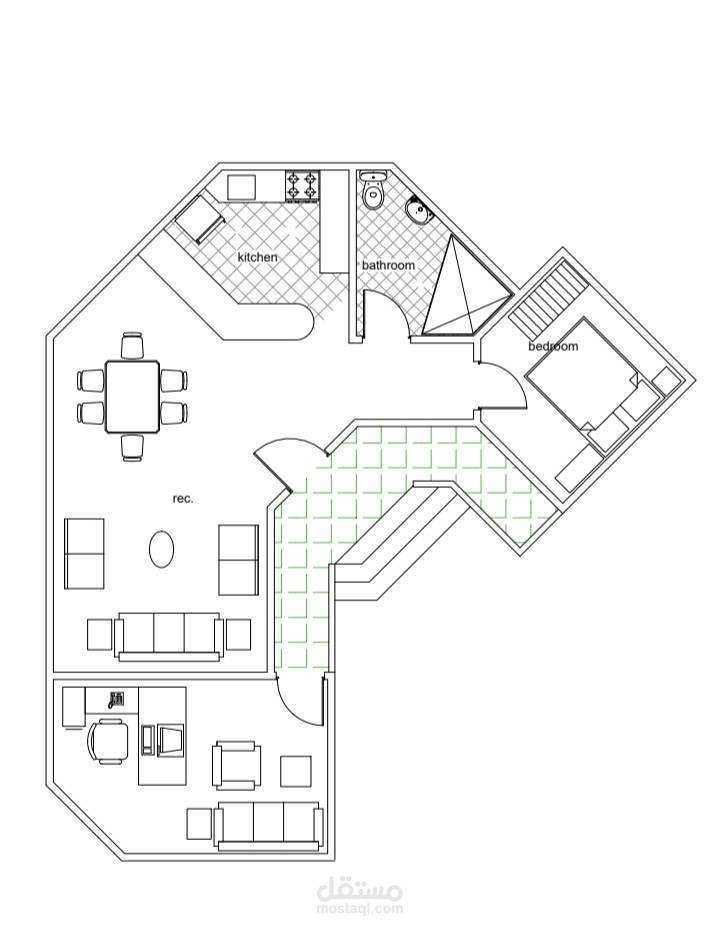 مسقط افقي لاستراحة بجانب احدي مشاريع استصلاح الاراضي