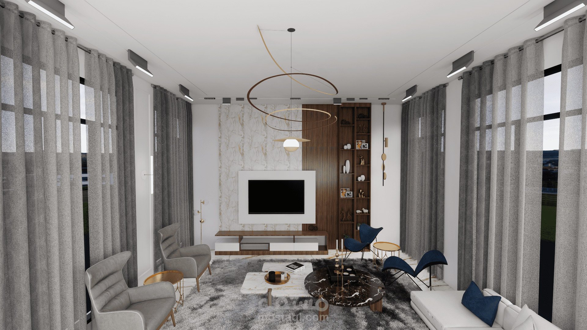 تصميم داخلي لغرفة معيشة