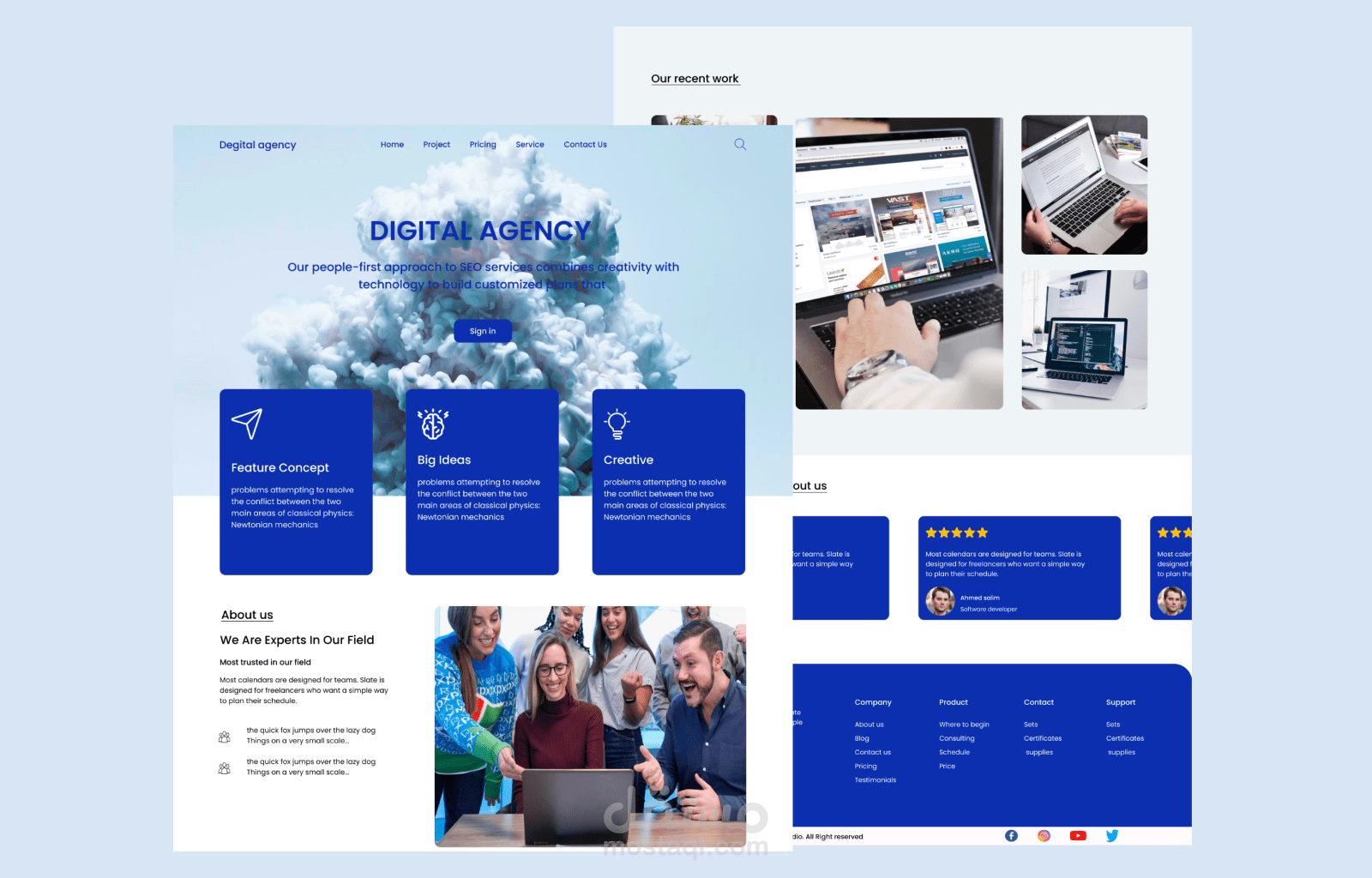 Agency landing page