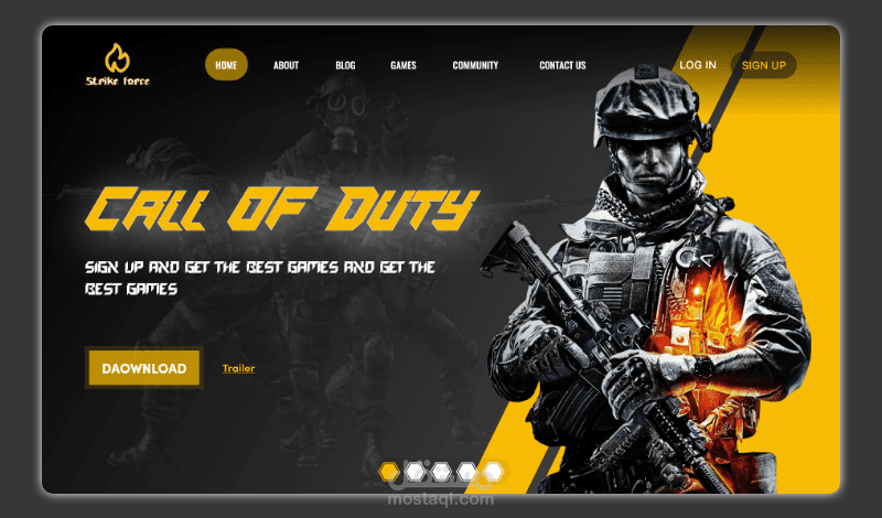 صفحة هبوط لموقع ألعاب