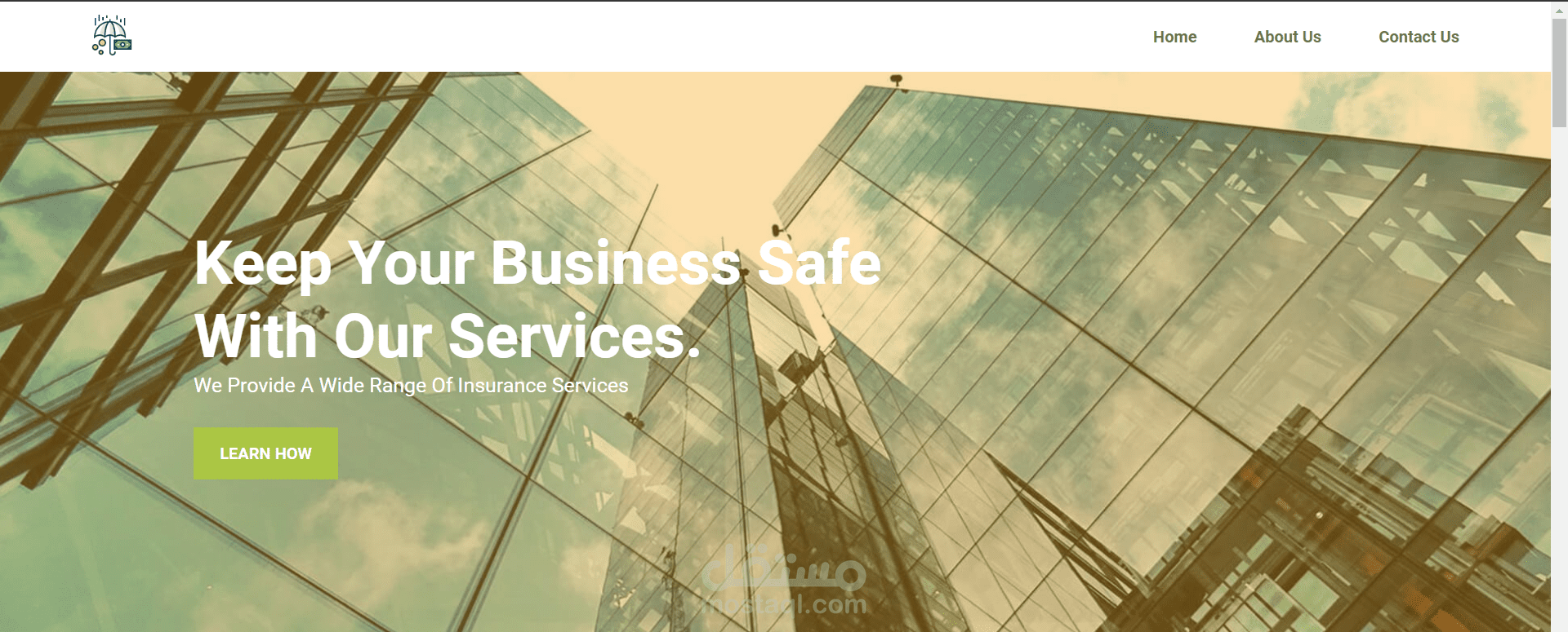 تطبيق ويب للتأمين بتصميم متجاوب باستخدام HTML, CSS, و Bootstrap