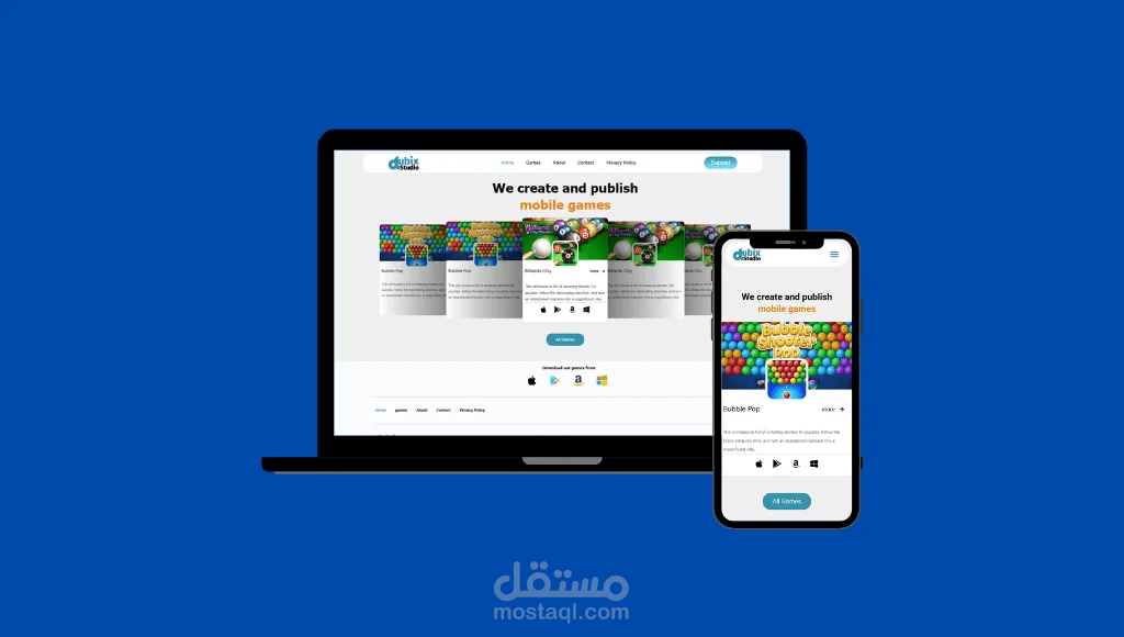 تصميم موقع مطور العاب اندرويد