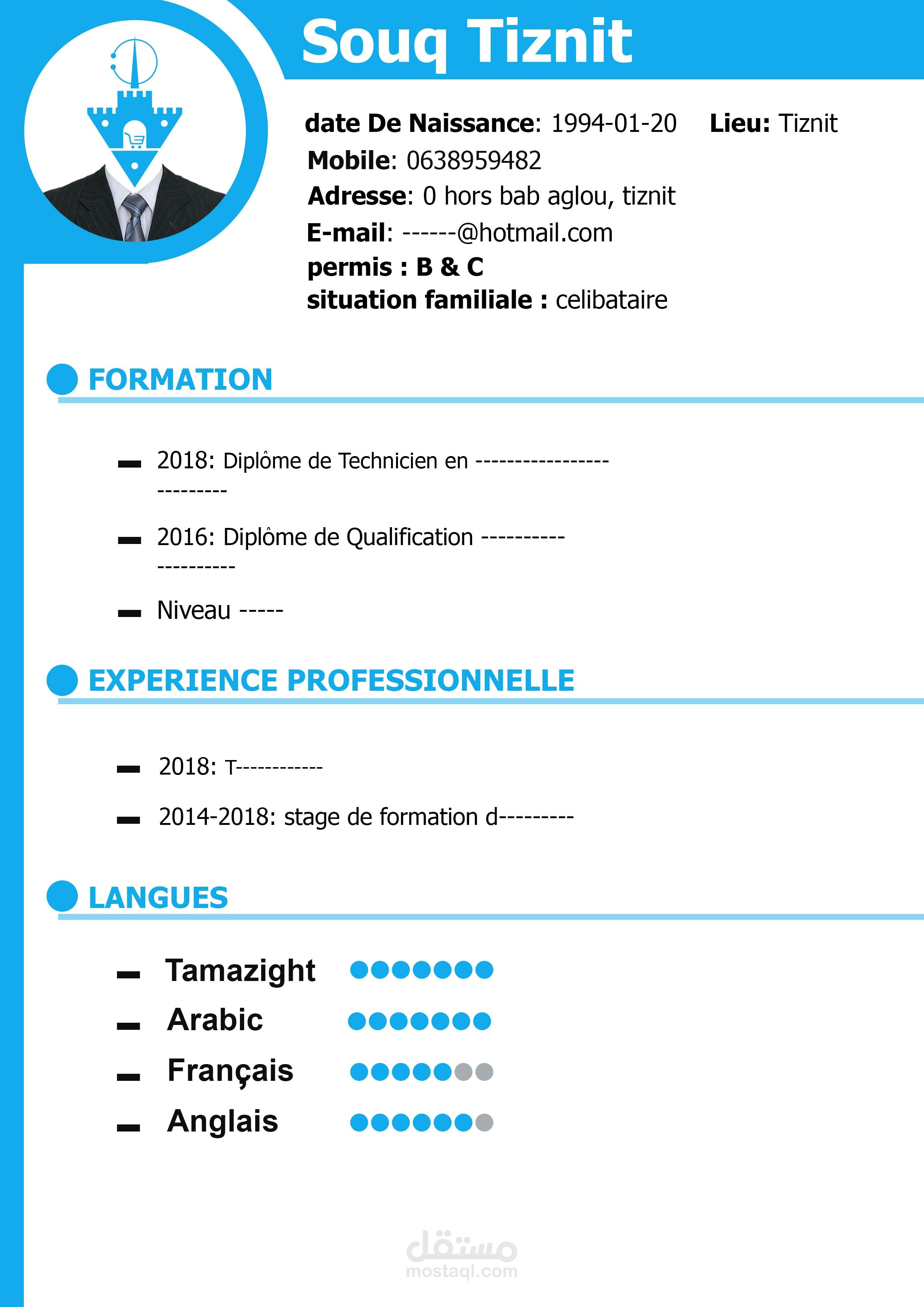 نموذج فارغ لسيرة ذاتية من تصميمي