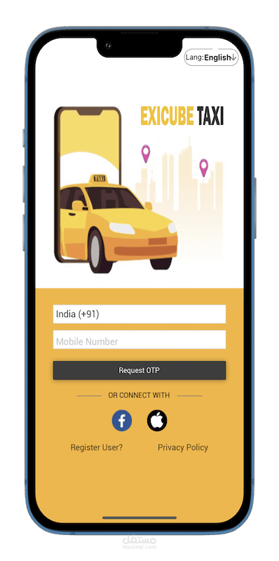 تطبيق تاكسي مع لوحة تحكم ويب سايت تجريبي
