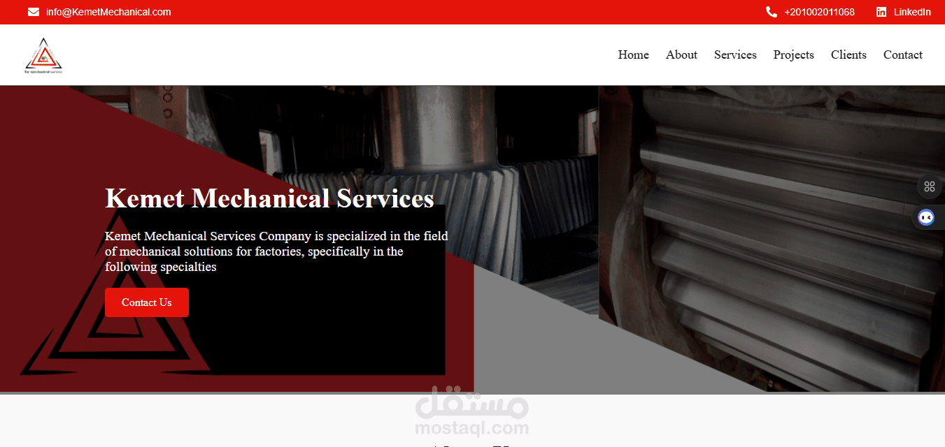 موقع إلكتروني احترافي لشركة Kemet Mechanical Services