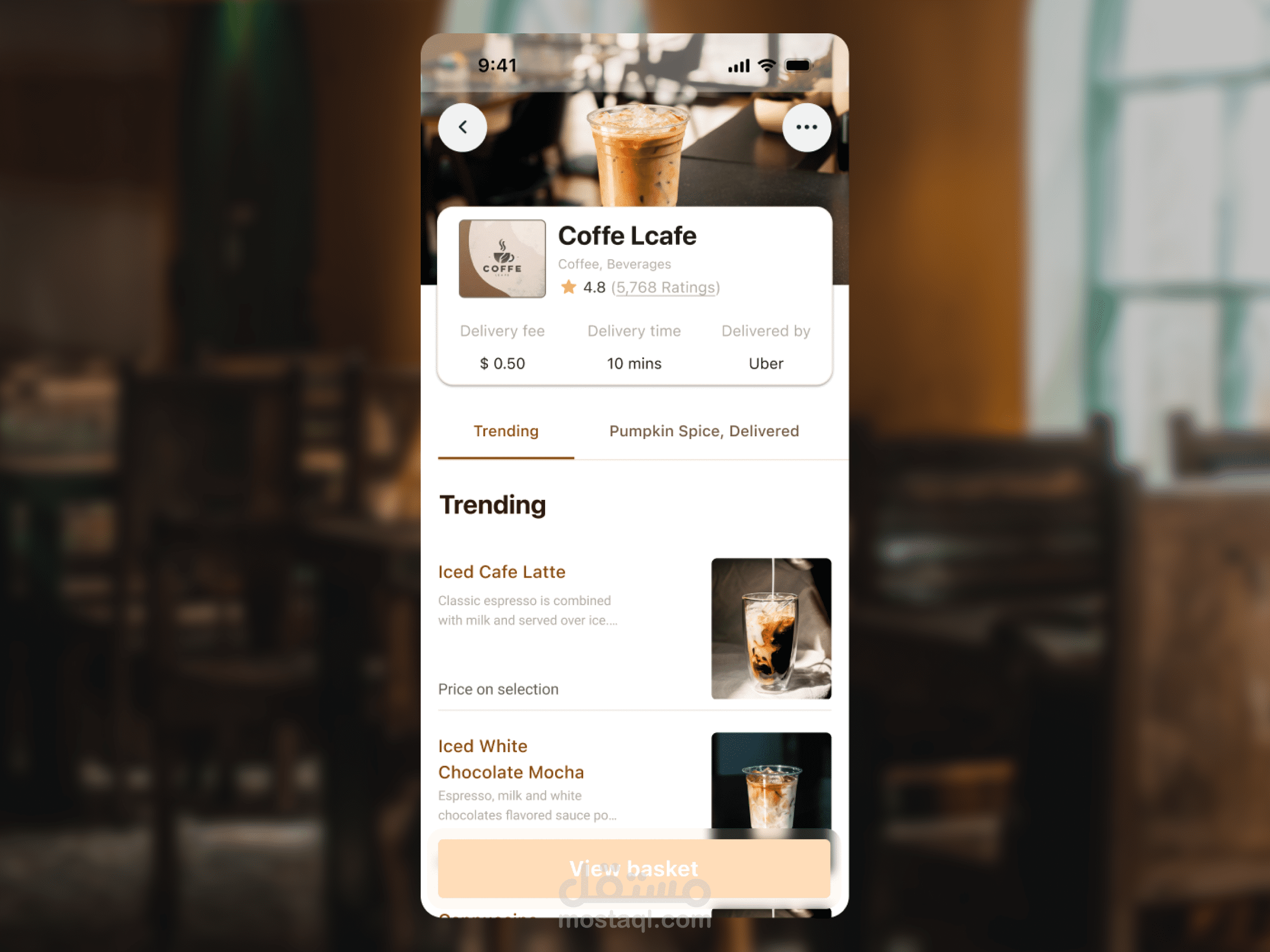 coffee shop Menu