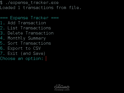 Command Line Expense Tracker