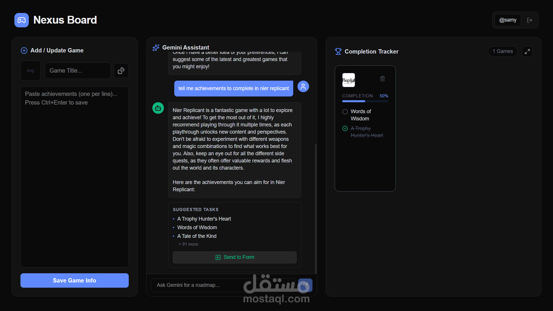 Nexus Board - المنصة الذكية لتتبع وإدارة إنجازات الألعاب
