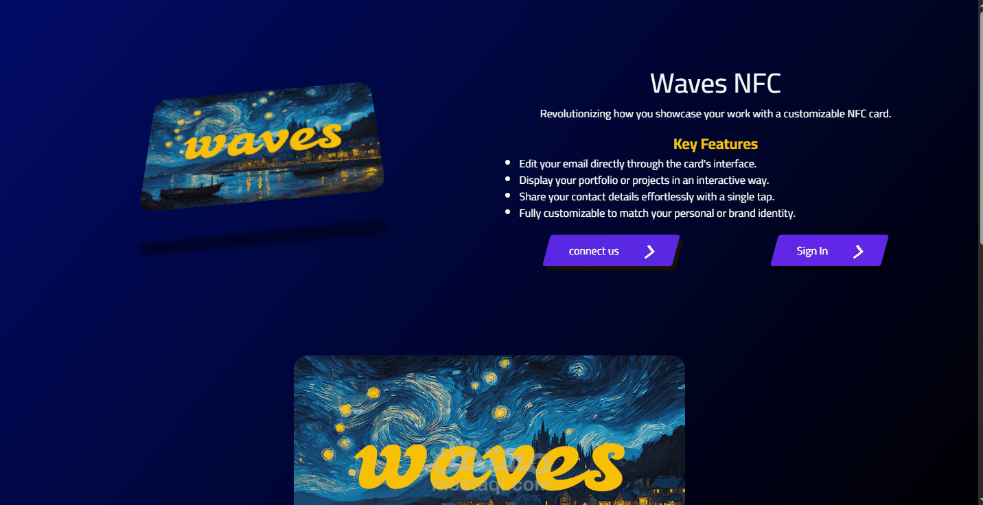 موقع ويب لشركة waves NFC Card